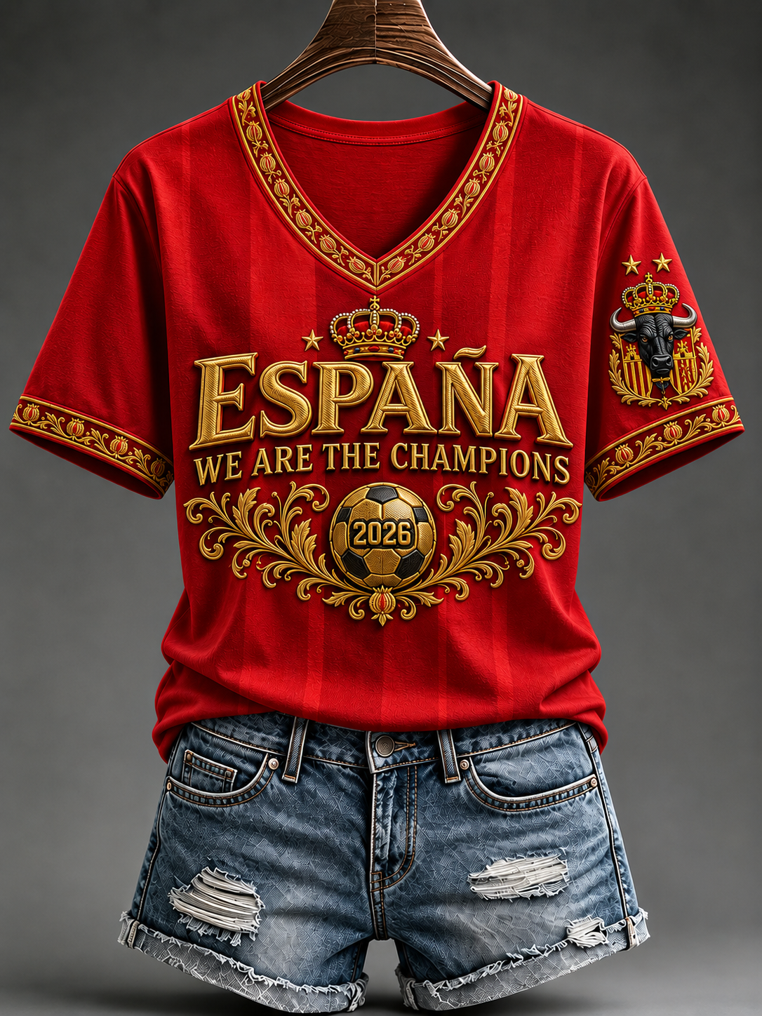 Camiseta de fútbol española de manga corta para mujer
