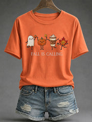 Women's 'Fall Is Calling' Printed Casual T-Shirt