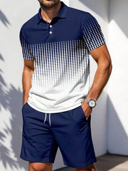 Men's Dot Print Casual Two-Piece Set