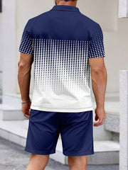 Men's Dot Print Casual Two-Piece Set