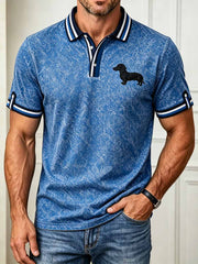 Men's Fashion Dachshund Business-Style Printed Polo Shirt