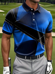 Men's Retro Golf Asymmetrical Geometric Casual Polo Shirt