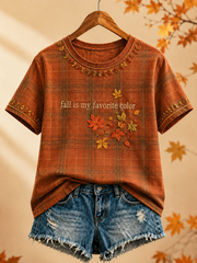 Women's fall is my favorite color Peinted short-sleeved T-shirt