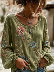 Women's Elegant Cotton-Linen Top