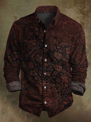 Retro Floral Print Casual Long-Sleeved Shirt