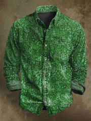 Vintage Floral Print Casual Long Sleeve Shirt