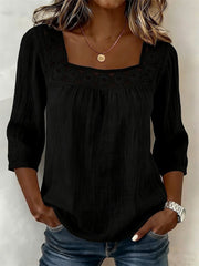 Women's Boho Hollow Lace Patchwork Comfy Mid Sleeve Tunic