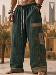 Men's Saudi Arabia National Day Cotton And Hemp Pants