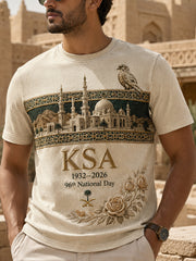 Men's Saudi Arabia National Day Themed Casual T-Shirt With Artistic Print