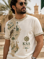 Men's Saudi Arabia National Day Themed Casual T-Shirt With Artistic Print