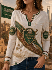 Women’s Saudi National Day Casual V-Neck T-Shirt